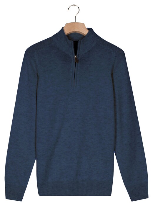 Baileys Half Zip Single Knit Lambswool Pullover Dark Denim Blue