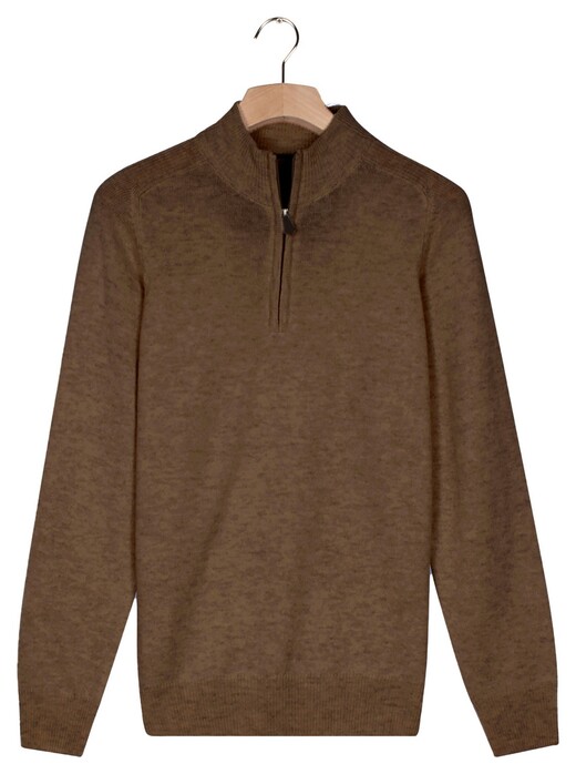 Baileys Half Zip Single Knit Lambswool Pullover Dark Taupe
