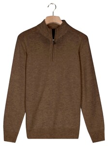 Baileys Half Zip Single Knit Lamswol Trui Donker Taupe