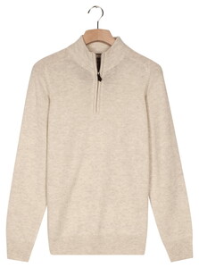 Baileys Half Zip Single Knit Lamswol Trui Mushroom
