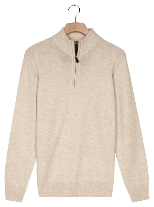 Baileys Half Zip Single Knit Lamswol Trui Mushroom
