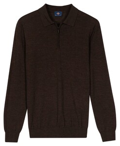 Baileys Half Zip Single Knit Merino Wool Pullover Brown
