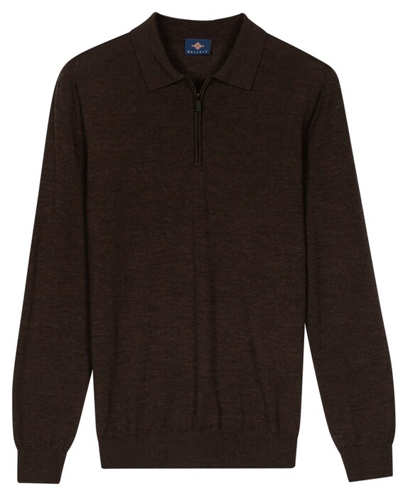 Baileys Half Zip Single Knit Merino Wool Trui Bruin