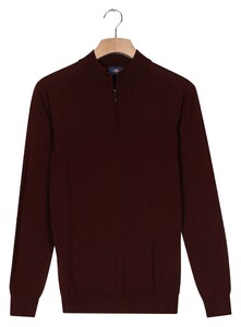 Baileys Half Zip Single Knit Merino Wool Trui Dark Mauve