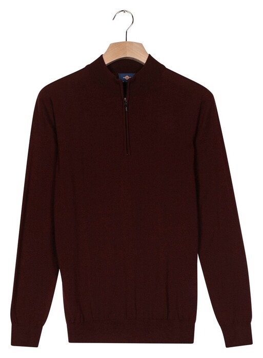 Baileys Half Zip Single Knit Merino Wool Trui Dark Mauve