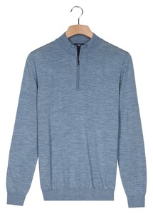 Baileys Half Zip Single Knit Merino Wool Trui Sky Blue