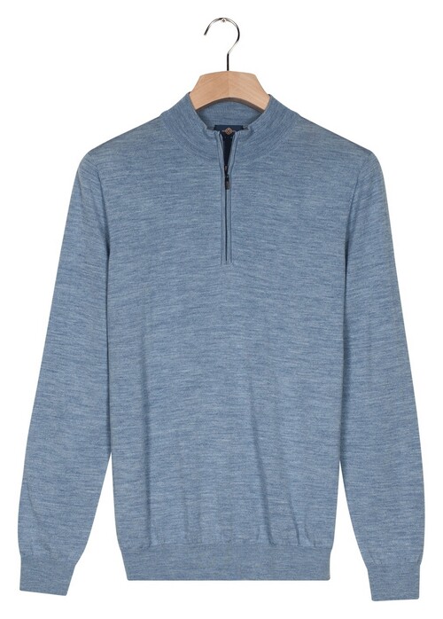 Baileys Half Zip Single Knit Merino Wool Trui Sky Blue
