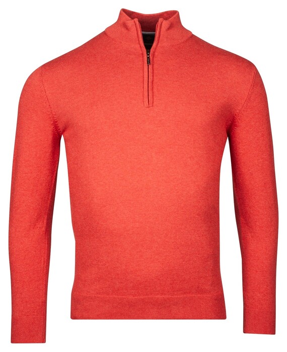 Baileys Half Zip Single Knit Near Uni Color Trui Coral Melange