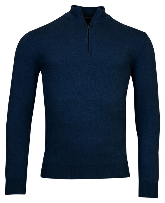 Baileys Half Zip Single Knit Near Uni Color Trui Dark Blue
