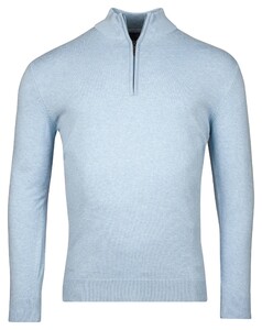 Baileys Half Zip Single Knit Near Uni Color Trui Pastel Blauw Melange