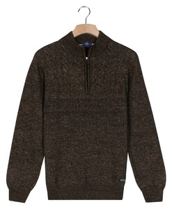Baileys Half Zip Single Stitch Top Front Cable Design Trui Bruin