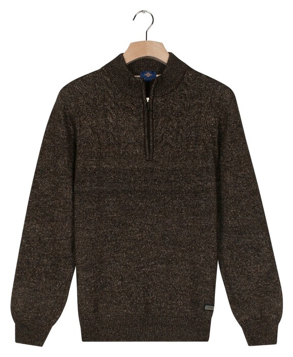 Baileys Half Zip Single Stitch Top Front Cable Design Trui Bruin