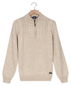Baileys Half Zip Single Stitch Top Front Cable Design Trui Marshmallow