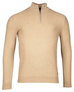 Baileys Half Zip Structure Knit Combed Cotton Pullover Beige