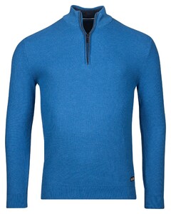Baileys Half Zip Structure Knit Combed Cotton Trui Bright Cobalt