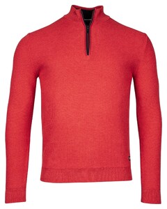 Baileys Half Zip Structure Knit Combed Cotton Trui Coral Melange
