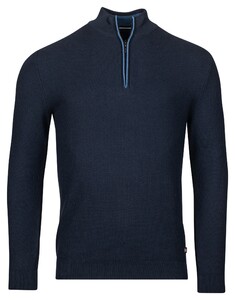 Baileys Half Zip Structure Knit Combed Cotton Trui Dark Blue