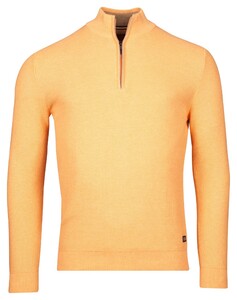 Baileys Half Zip Structure Knit Combed Cotton Trui Zalm