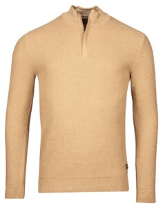 Baileys Half Zip Structure Knit Zip Collar Trui Beige