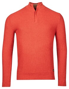 Baileys Half Zip Structure Knit Zip Collar Trui Coral Melange