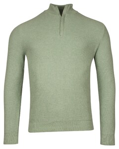 Baileys Half Zip Structure Knit Zip Collar Trui Misty Green Melange