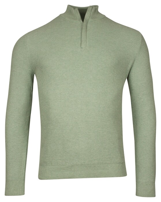 Baileys Half Zip Structure Knit Zip Collar Trui Misty Green Melange