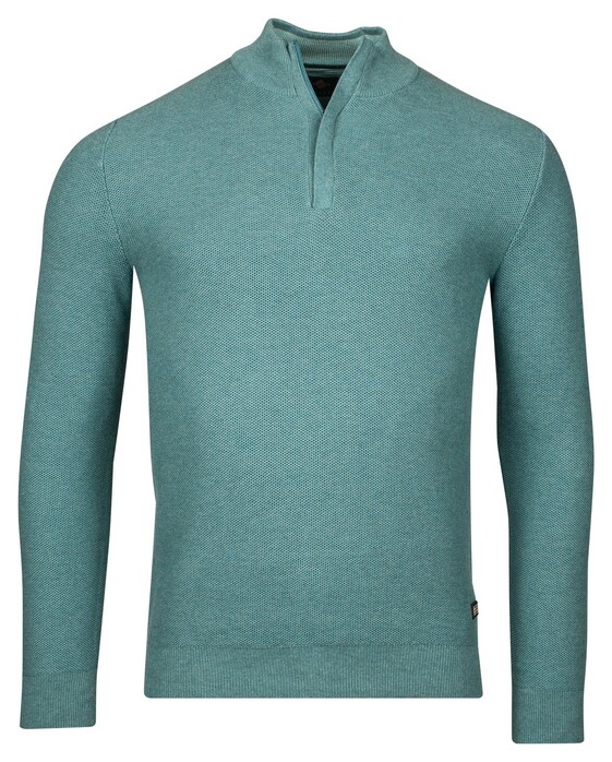 Baileys Half Zip Structure Knit Zip Collar Trui Sky Blue Melange