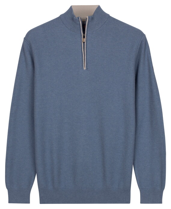 Baileys Half Zip Subtle Faux-Uni Structure Knit Pullover Riviera Blue