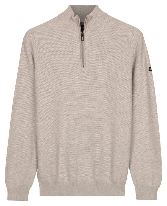 Baileys Half Zip Subtle Faux-Uni Structure Knit Pullover Soft Grey