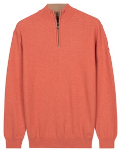 Baileys Half Zip Subtle Faux-Uni Structure Knit Trui Abrikoos