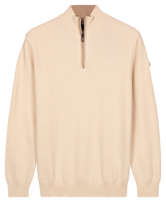 Baileys Half Zip Subtle Faux-Uni Structure Knit Trui Marshmallow
