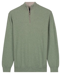 Baileys Half Zip Subtle Faux-Uni Structure Knit Trui Misty Green