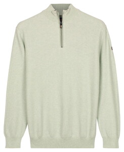 Baileys Half Zip Subtle Faux-Uni Structure Knit Trui Pastel Groen