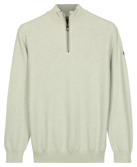 Baileys Half Zip Subtle Faux-Uni Structure Knit Trui Pastel Groen
