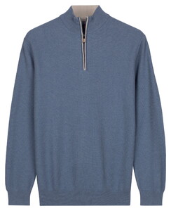 Baileys Half Zip Subtle Faux-Uni Structure Knit Trui Riviera Blue