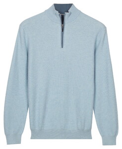 Baileys Half Zip Subtle Faux-Uni Structure Knit Trui Soft Blue