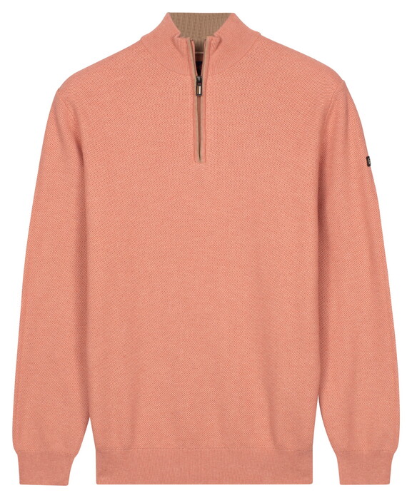 Baileys Half Zip Subtle Faux-Uni Structure Knit Trui Soft Peach
