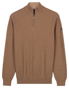 Baileys Half Zip Subtle Faux-Uni Structure Knit Trui Taupe