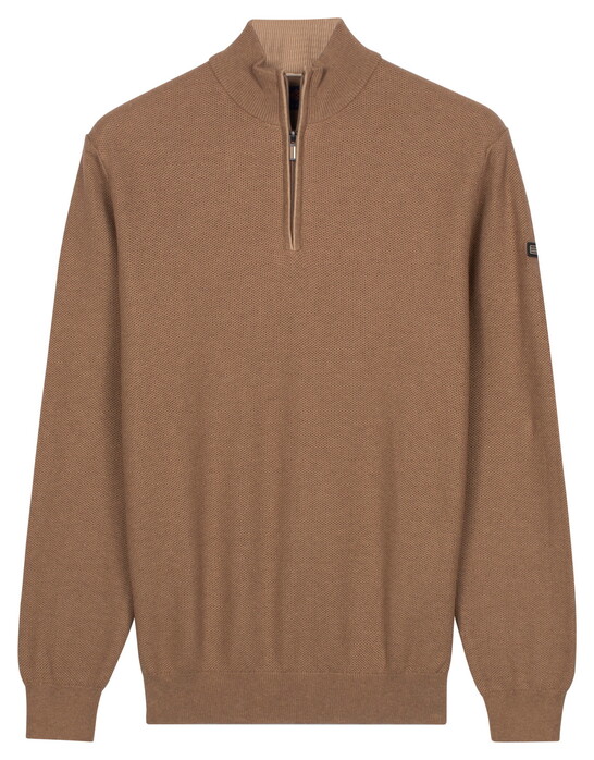 Baileys Half Zip Subtle Faux-Uni Structure Knit Trui Taupe