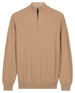 Baileys Half Zip Subtle Faux-Uni Structure Knit Trui Zand