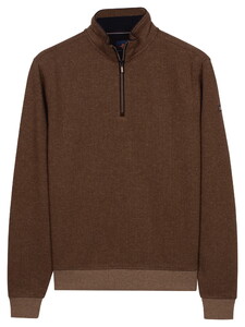 Baileys Half Zip Sweatshirt 2-Tone Jacquard Slightly Sueded Brush Trui Bruin