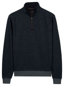 Baileys Half Zip Sweatshirt 2-Tone Jacquard Slightly Sueded Brush Trui Navy