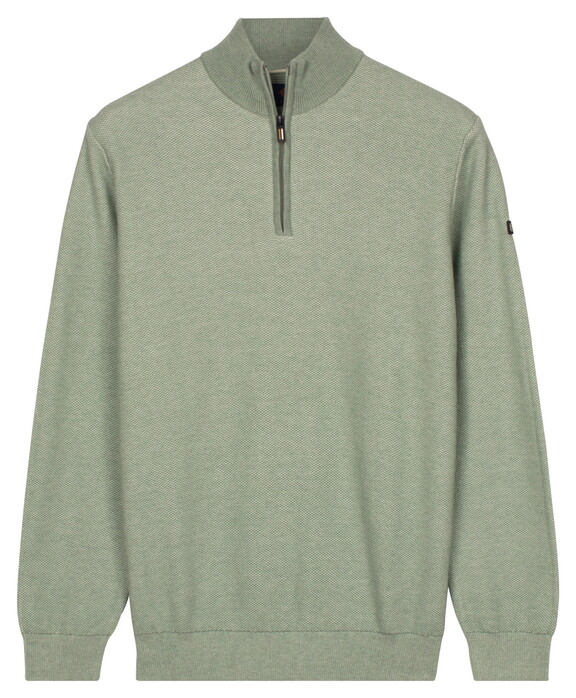 Baileys Half Zip Two-Tone Jacquard Allover Plated Pullover Misty Green