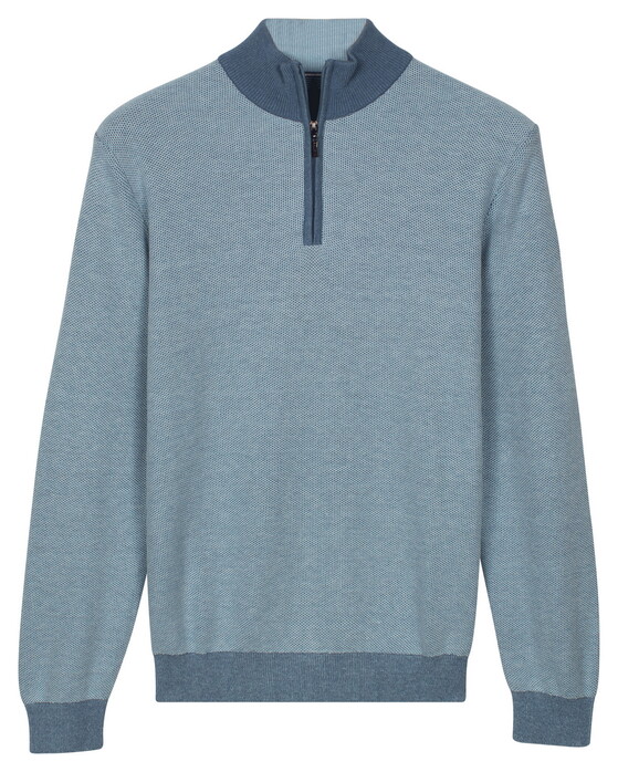 Baileys Half Zip Two-Tone Jacquard Allover Plated Pullover Riviera Blue