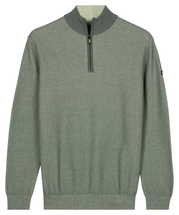 Baileys Half Zip Two-Tone Jacquard Allover Plated Pullover Thyme Green