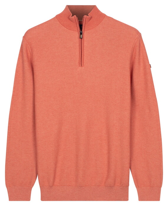 Baileys Half Zip Two-Tone Jacquard Allover Plated Trui Abrikoos