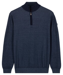 Baileys Half Zip Two-Tone Jacquard Allover Plated Trui Dark Blue