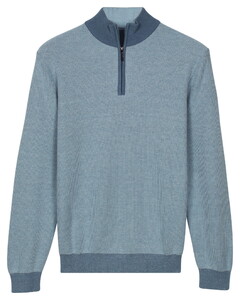 Baileys Half Zip Two-Tone Jacquard Allover Plated Trui Riviera Blue