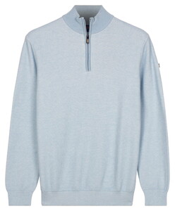 Baileys Half Zip Two-Tone Jacquard Allover Plated Trui Soft Blue