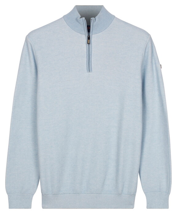 Baileys Half Zip Two-Tone Jacquard Allover Plated Trui Soft Blue